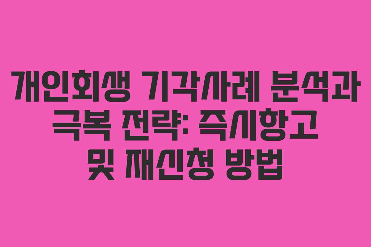개인회생 기각사례 분석과 극복 전략: 즉시항고 및 재신청 방법