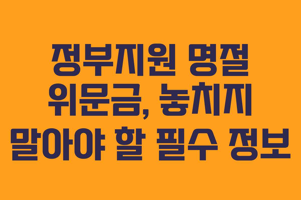 정부지원 명절 위문금, 놓치지 말아야 할 필수 정보