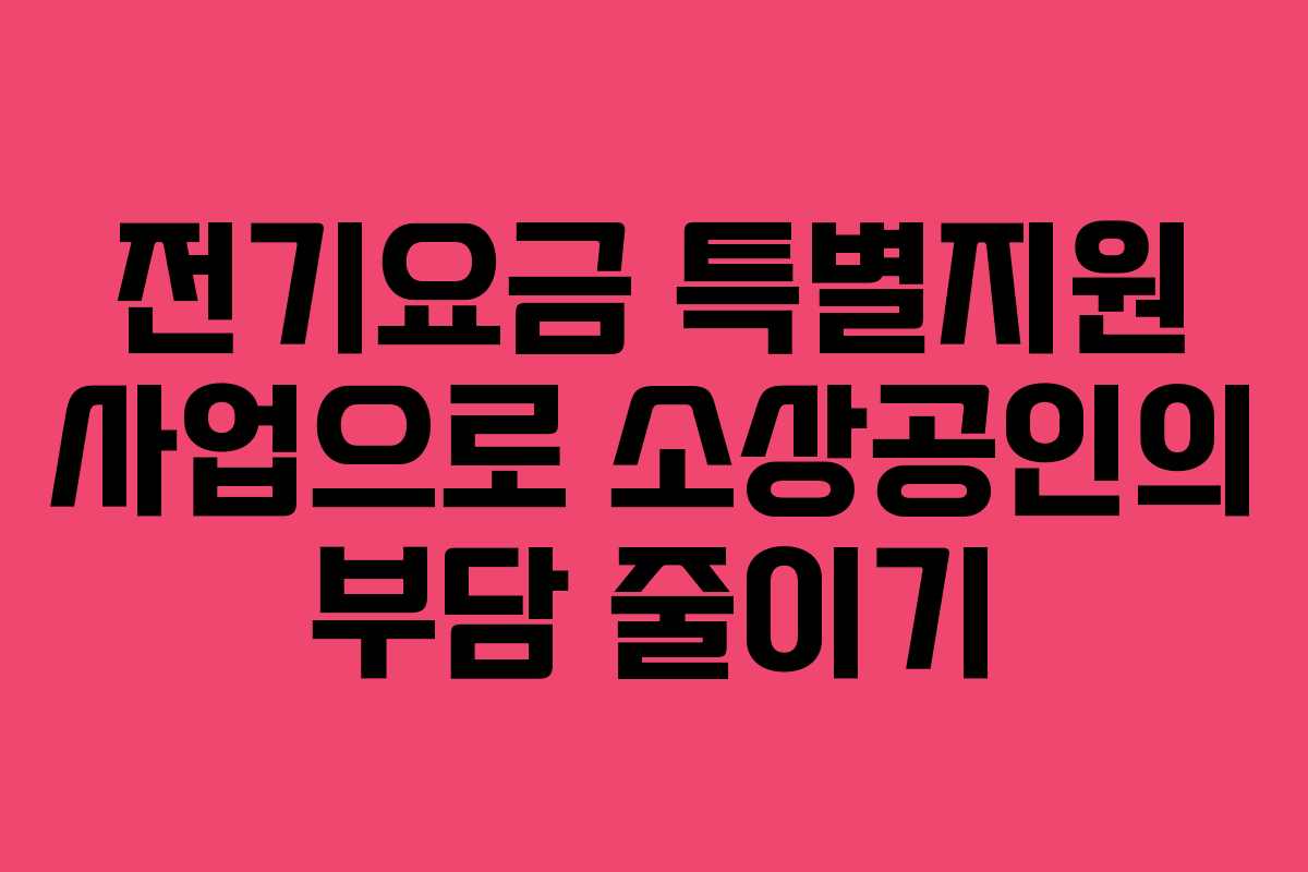 전기요금 특별지원 사업으로 소상공인의 부담 줄이기