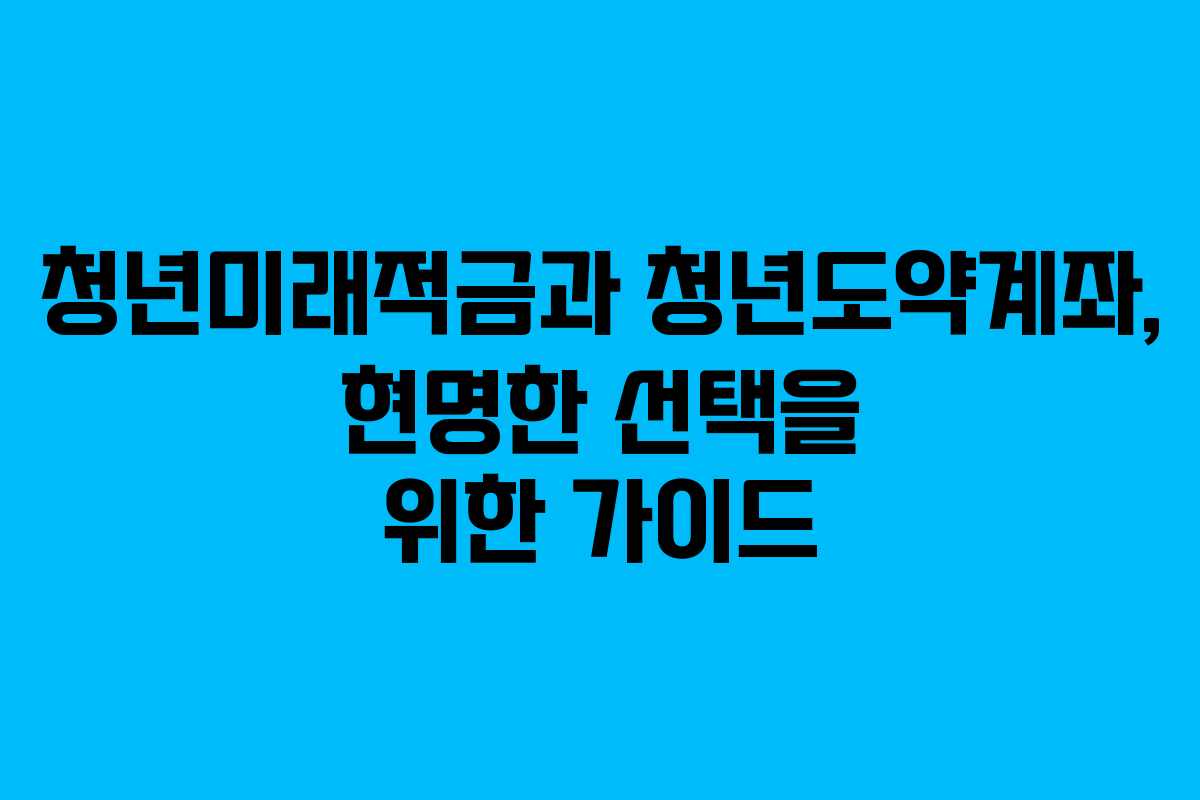 청년미래적금과 청년도약계좌, 현명한 선택을 위한 가이드