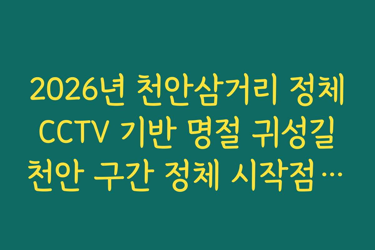 2026년 천안삼거리 정체 CCTV 기반 명절 귀성길 천안 구간 정체 시작점 가이드