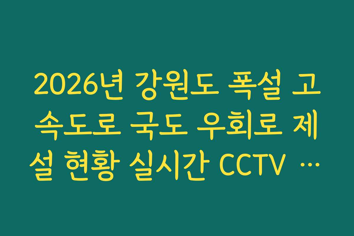 2026년 강원도 폭설 고속도로 국도 우회로 제설 현황 실시간 CCTV 대조
