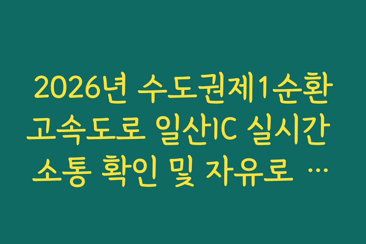2026년 수도권제1순환고속도로 일산IC 실시간 소통 확인 및 자유로 정체 회피법