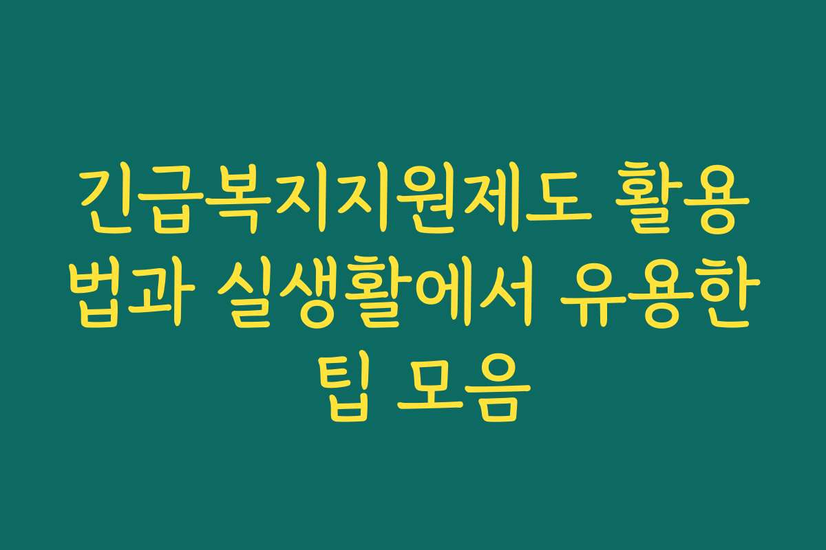 긴급복지지원제도 활용법과 실생활에서 유용한 팁 모음