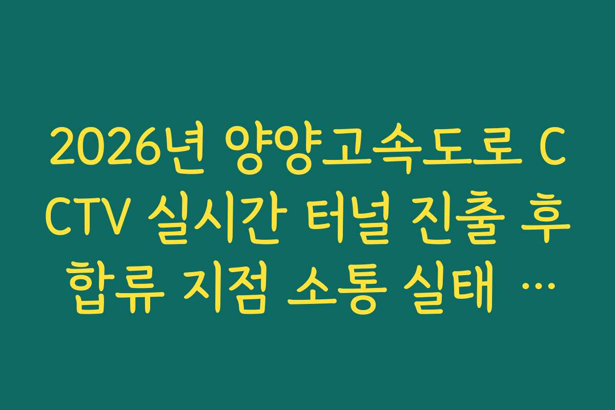 2026년 양양고속도로 CCTV 실시간 터널 진출 후 합류 지점 소통 실태 분석