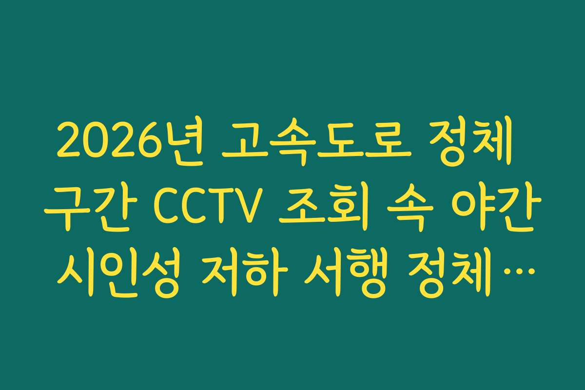 2026년 고속도로 정체 구간 CCTV 조회 속 야간 시인성 저하 서행 정체 분석