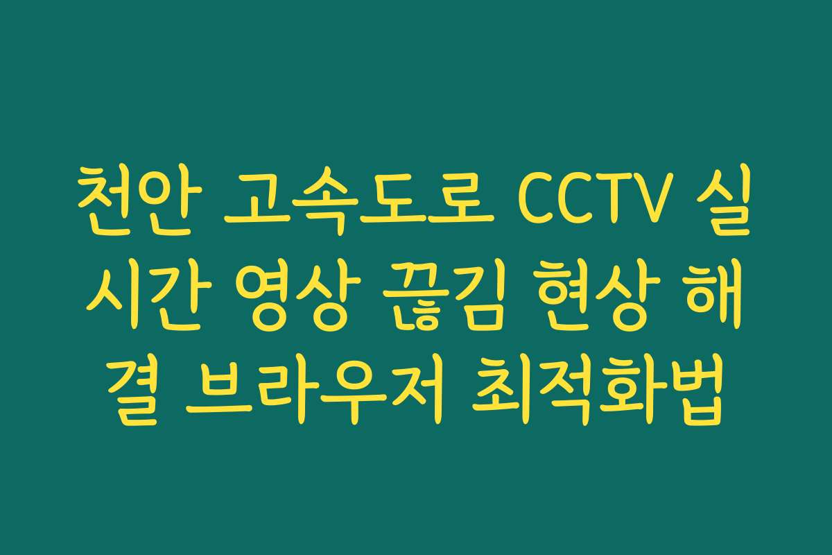 천안 고속도로 CCTV 실시간 영상 끊김 현상 해결 브라우저 최적화법
