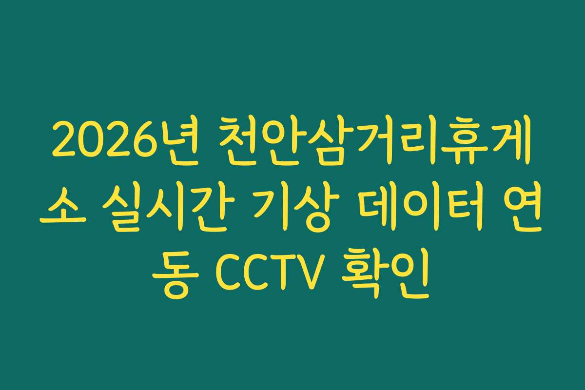 2026년 천안삼거리휴게소 실시간 기상 데이터 연동 CCTV 확인