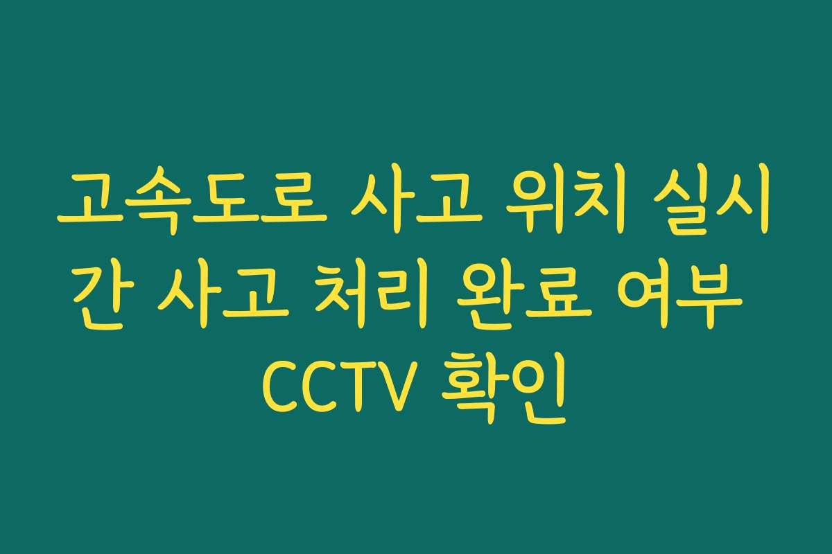 고속도로 사고 위치 실시간 사고 처리 완료 여부 CCTV 확인