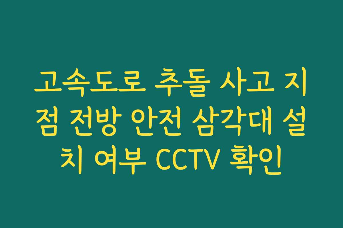 고속도로 추돌 사고 지점 전방 안전 삼각대 설치 여부 CCTV 확인