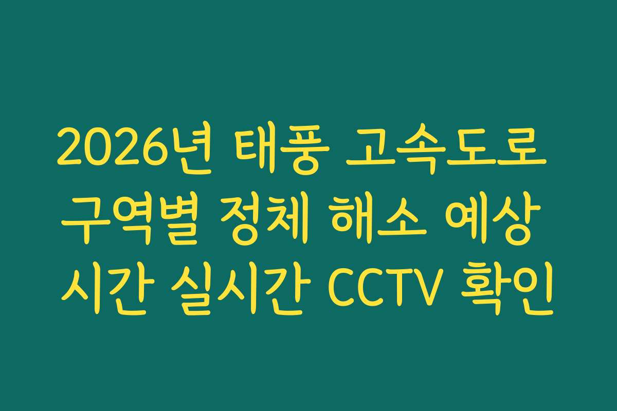 2026년 태풍 고속도로 구역별 정체 해소 예상 시간 실시간 CCTV 확인
