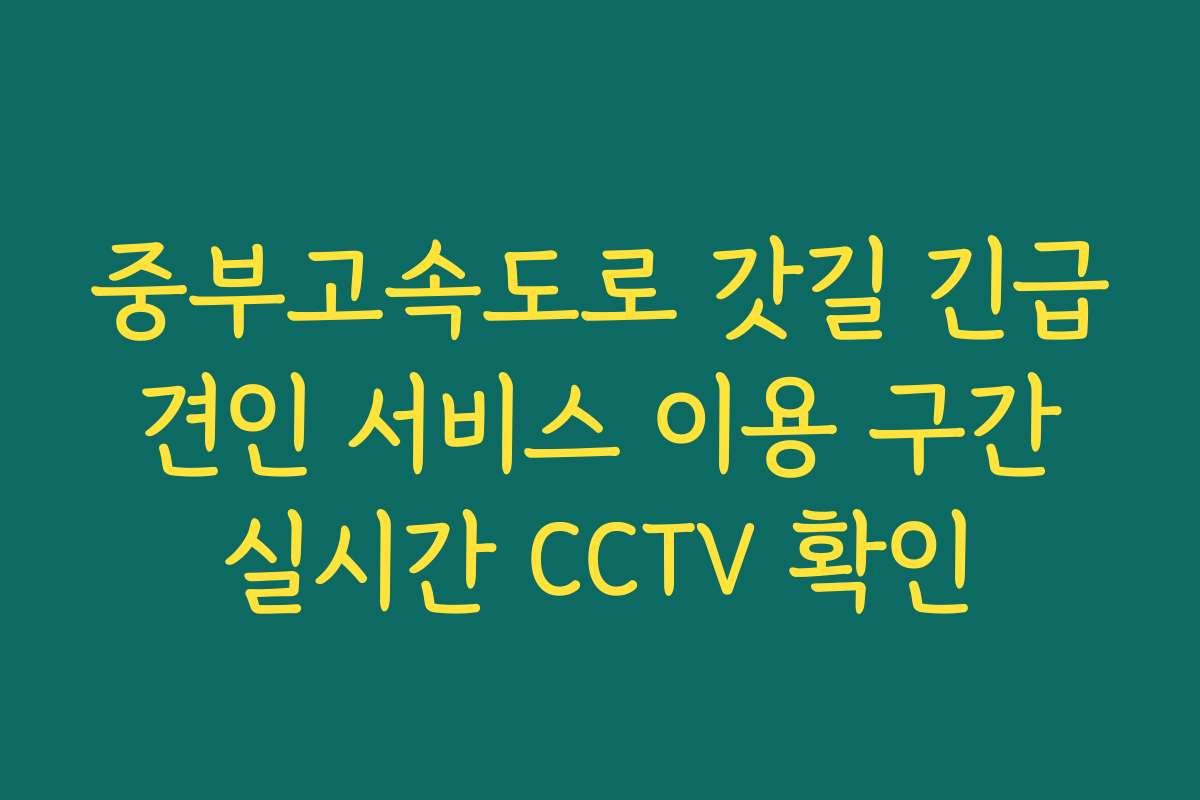 중부고속도로 갓길 긴급 견인 서비스 이용 구간 실시간 CCTV 확인