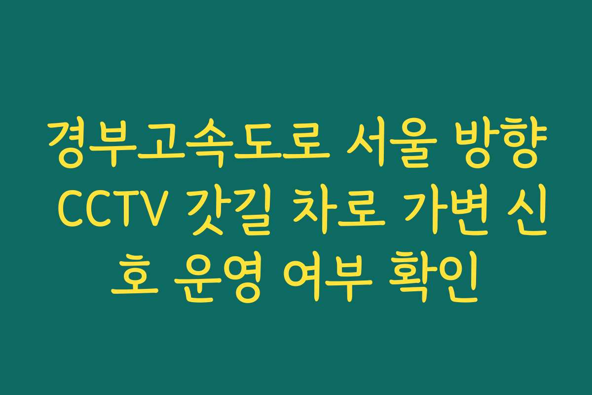 경부고속도로 서울 방향 CCTV 갓길 차로 가변 신호 운영 여부 확인