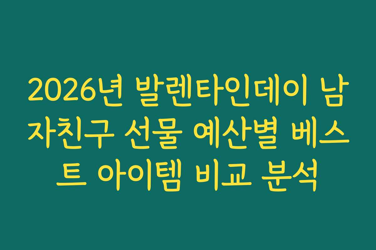 2026년 발렌타인데이 남자친구 선물 예산별 베스트 아이템 비교 분석