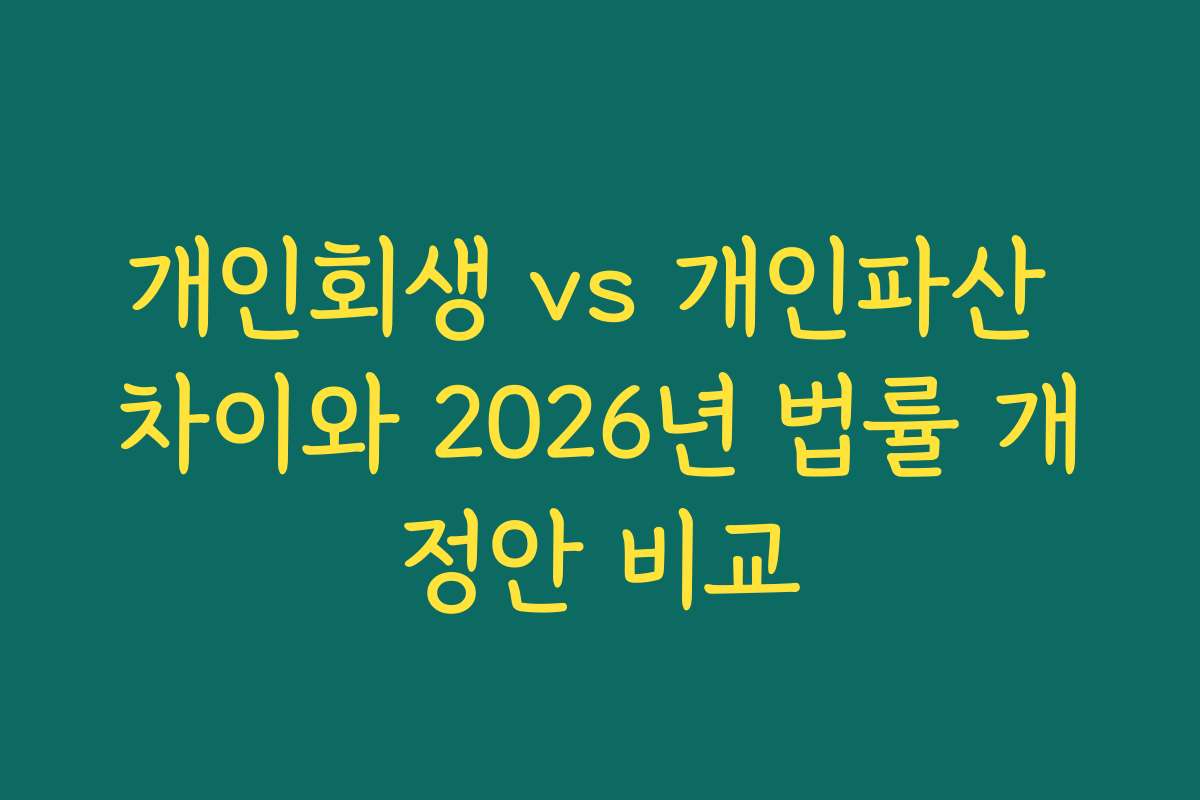 개인회생 vs 개인파산 차이와 2026년 법률 개정안 비교