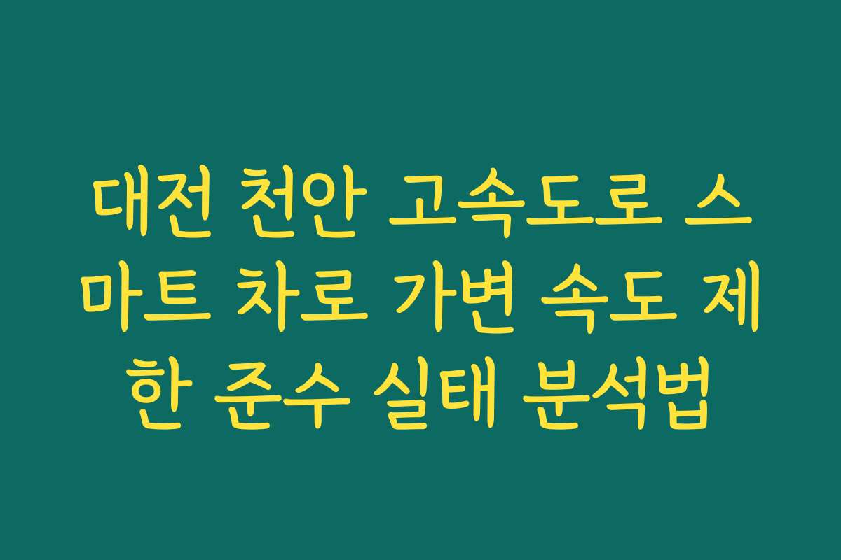 대전 천안 고속도로 스마트 차로 가변 속도 제한 준수 실태 분석법
