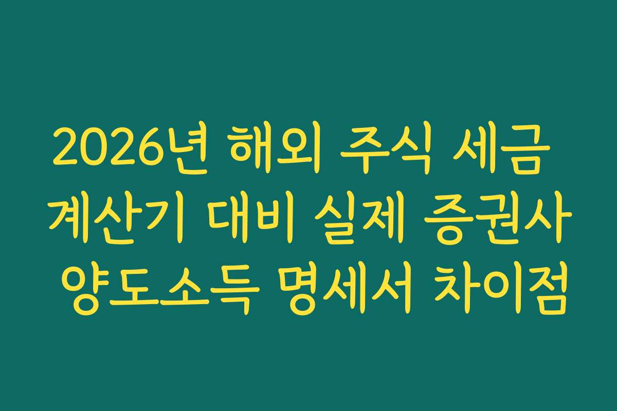 2026년 해외 주식 세금 계산기 대비 실제 증권사 양도소득 명세서 차이점