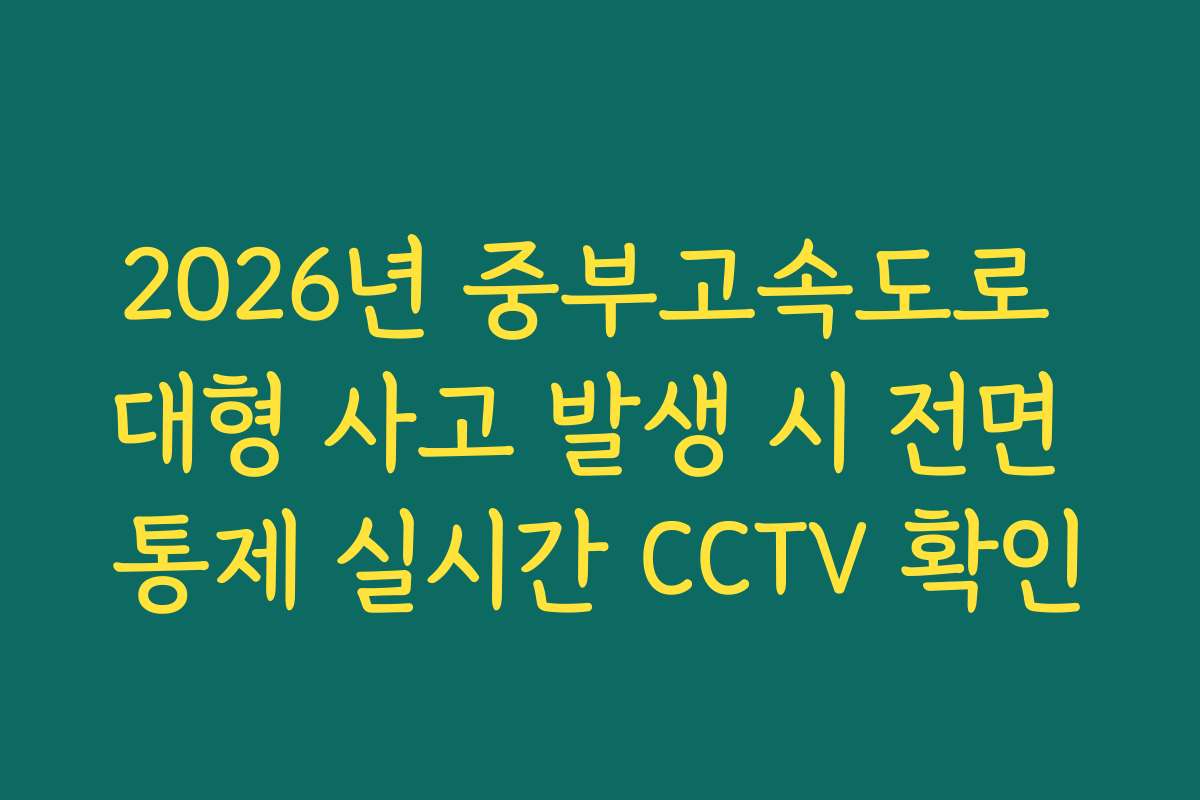 2026년 중부고속도로 대형 사고 발생 시 전면 통제 실시간 CCTV 확인
