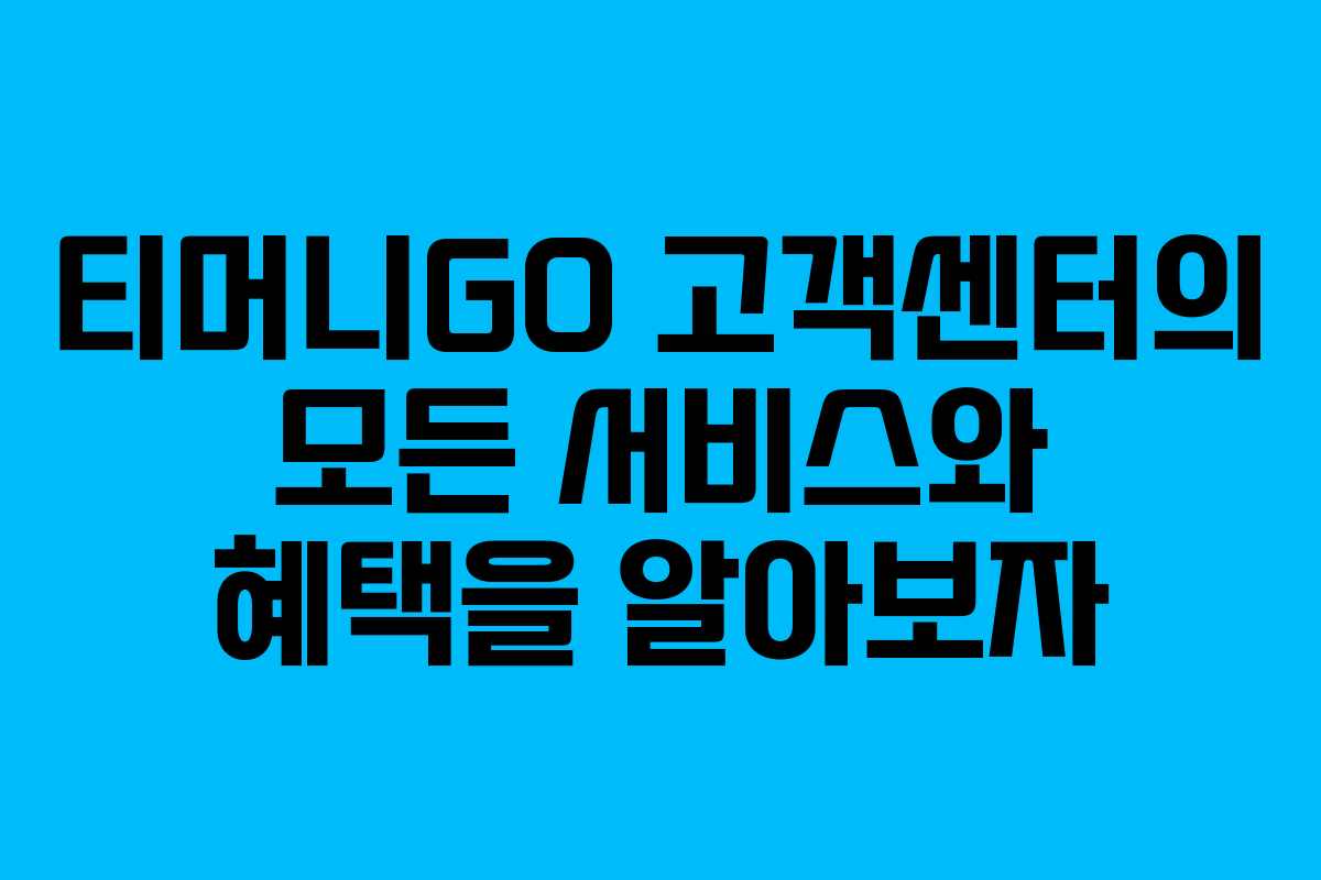 티머니GO 고객센터의 모든 서비스와 혜택을 알아보자