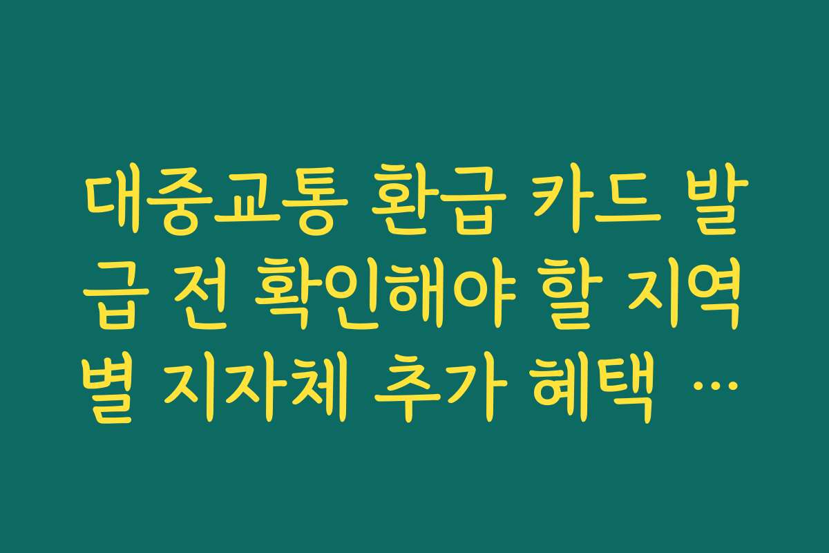 대중교통 환급 카드 발급 전 확인해야 할 지역별 지자체 추가 혜택 가이드