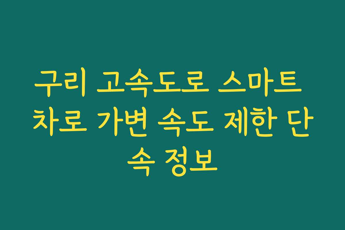 구리 고속도로 스마트 차로 가변 속도 제한 단속 정보