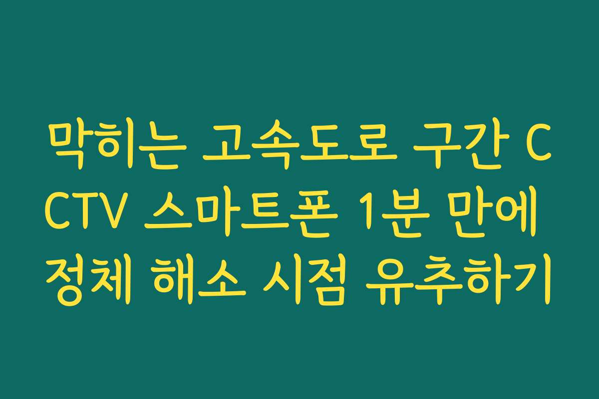 막히는 고속도로 구간 CCTV 스마트폰 1분 만에 정체 해소 시점 유추하기