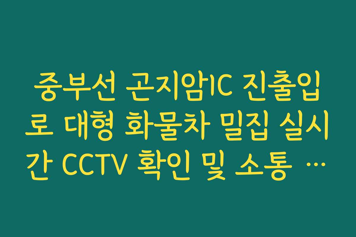중부선 곤지암IC 진출입로 대형 화물차 밀집 실시간 CCTV 확인 및 소통 가이드