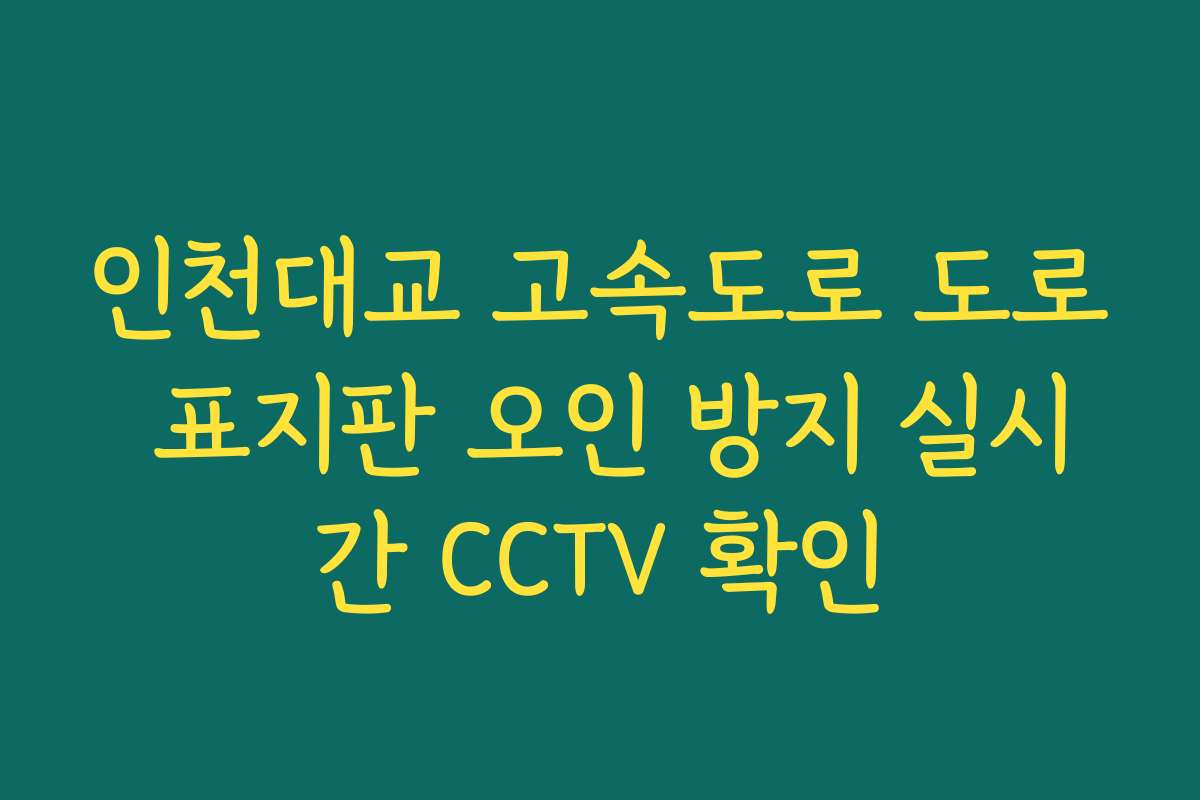 인천대교 고속도로 도로 표지판 오인 방지 실시간 CCTV 확인