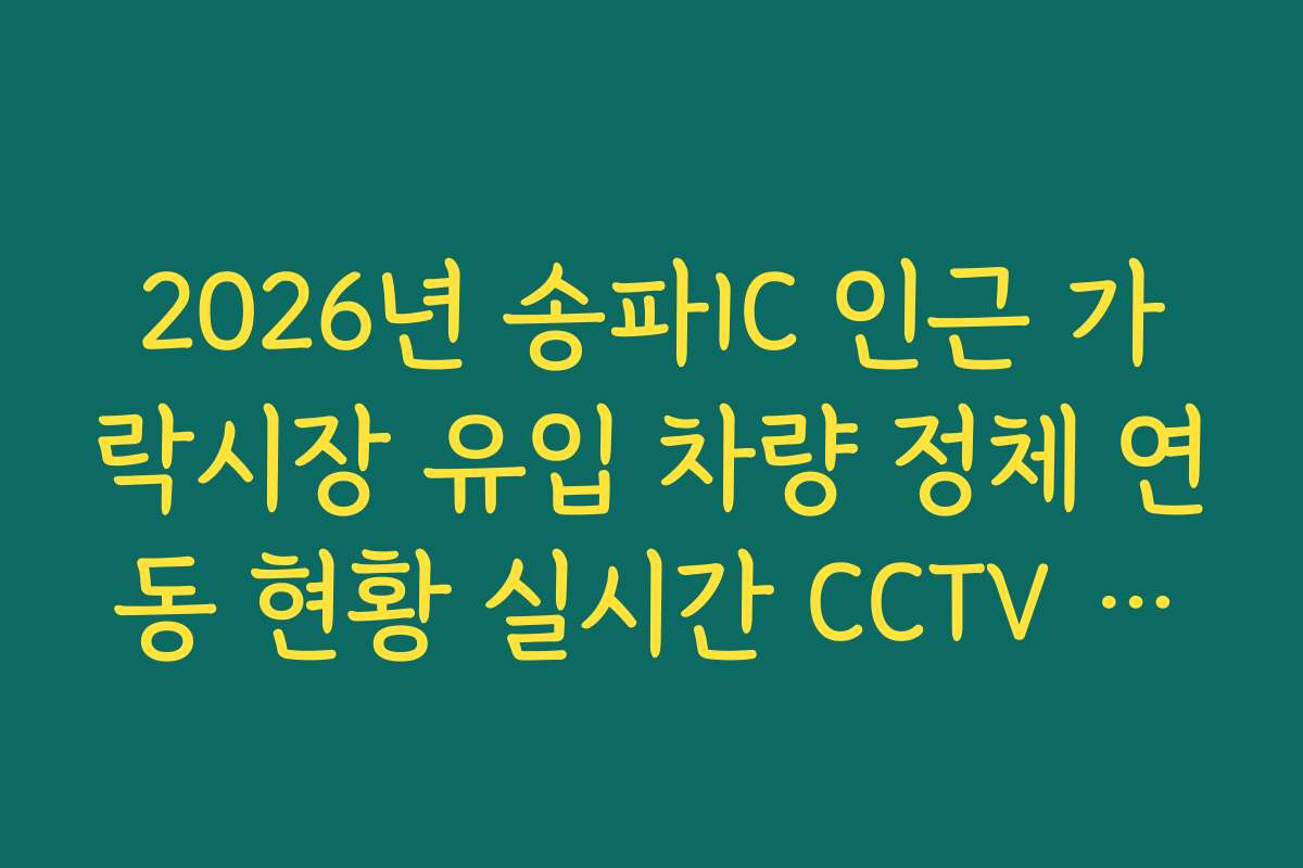 2026년 송파IC 인근 가락시장 유입 차량 정체 연동 현황 실시간 CCTV 확인