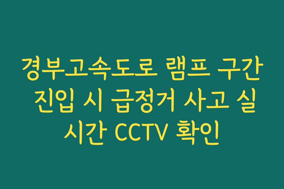 경부고속도로 램프 구간 진입 시 급정거 사고 실시간 CCTV 확인