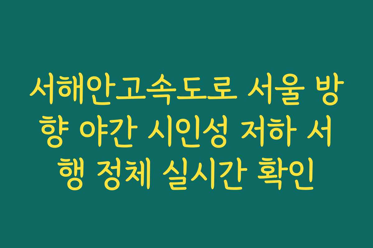서해안고속도로 서울 방향 야간 시인성 저하 서행 정체 실시간 확인