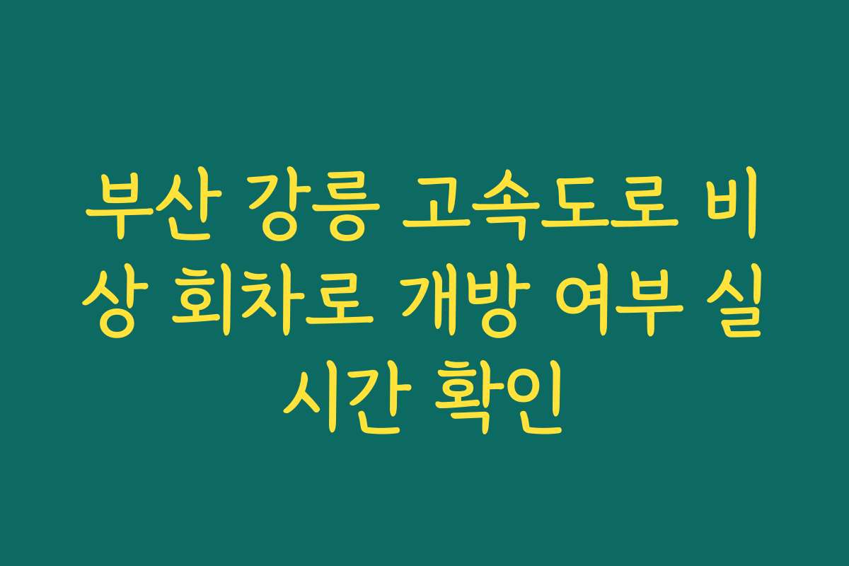 부산 강릉 고속도로 비상 회차로 개방 여부 실시간 확인
