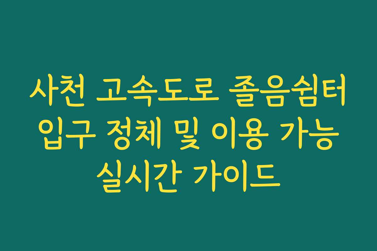 사천 고속도로 졸음쉼터 입구 정체 및 이용 가능 실시간 가이드