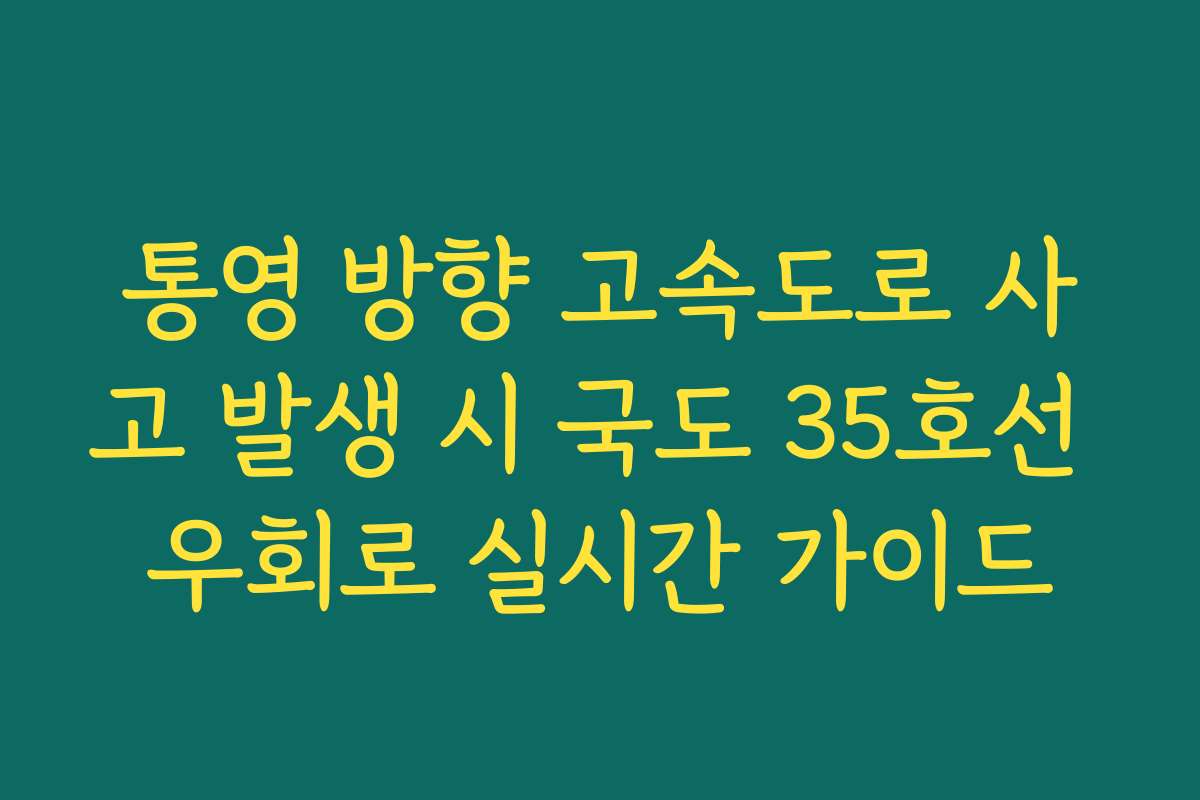 통영 방향 고속도로 사고 발생 시 국도 35호선 우회로 실시간 가이드