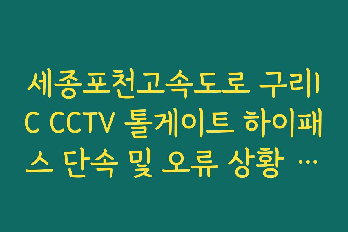 세종포천고속도로 구리IC CCTV 톨게이트 하이패스 단속 및 오류 상황 체크