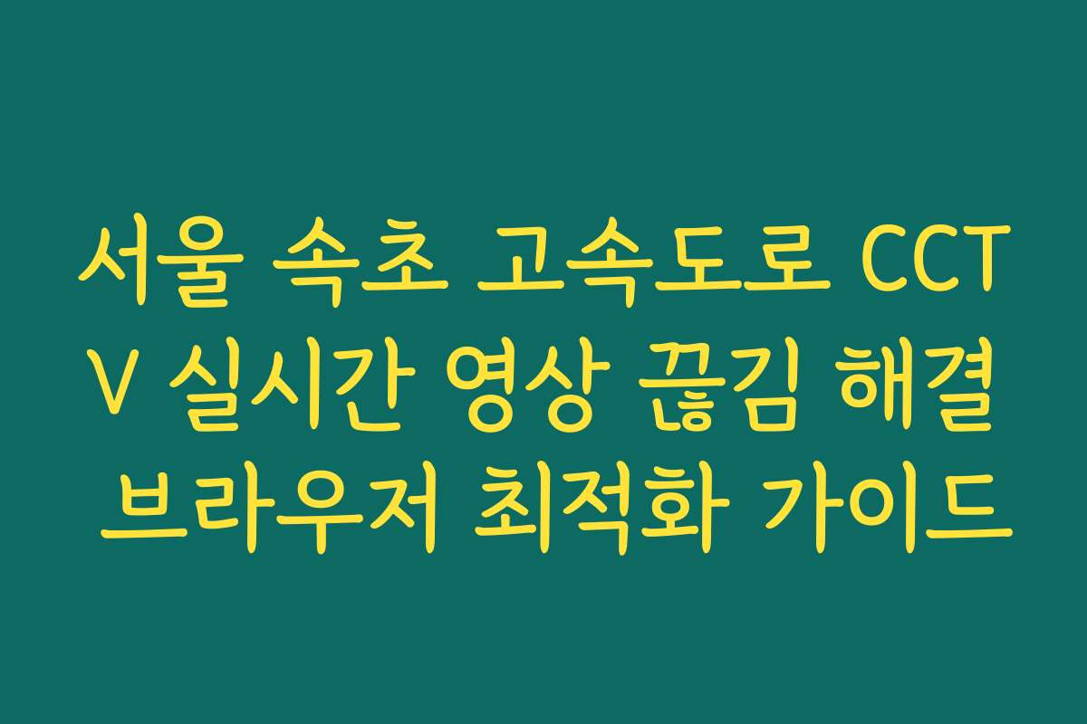 서울 속초 고속도로 CCTV 실시간 영상 끊김 해결 브라우저 최적화 가이드