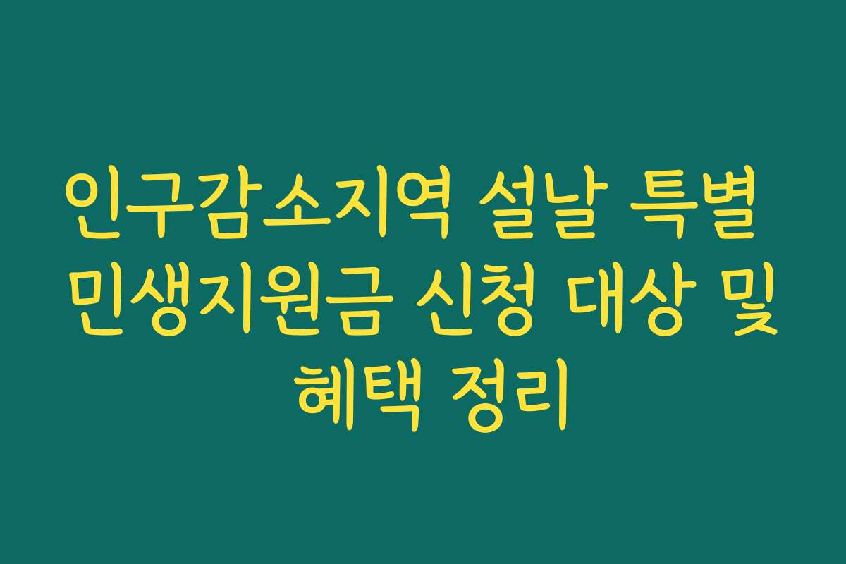 인구감소지역 설날 특별 민생지원금 신청 대상 및 혜택 정리