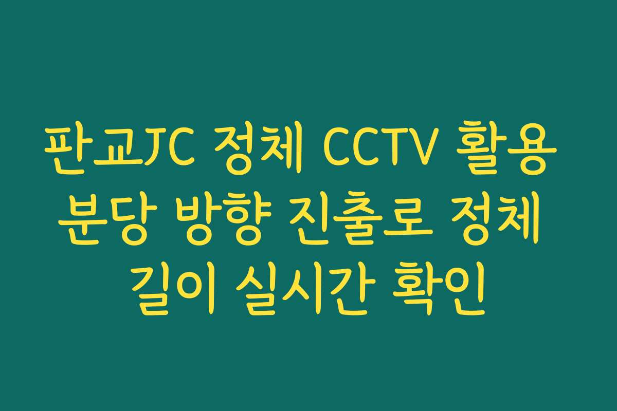 판교JC 정체 CCTV 활용 분당 방향 진출로 정체 길이 실시간 확인
