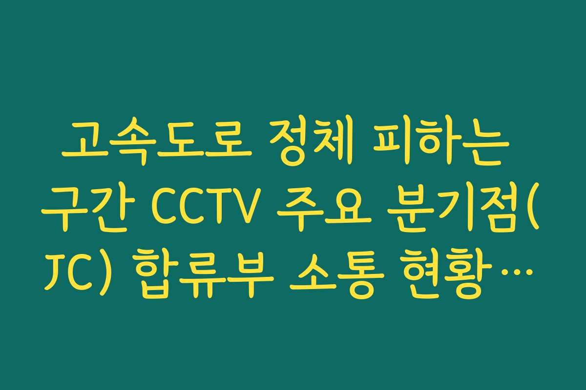 고속도로 정체 피하는 구간 CCTV 주요 분기점(JC) 합류부 소통 현황 보기