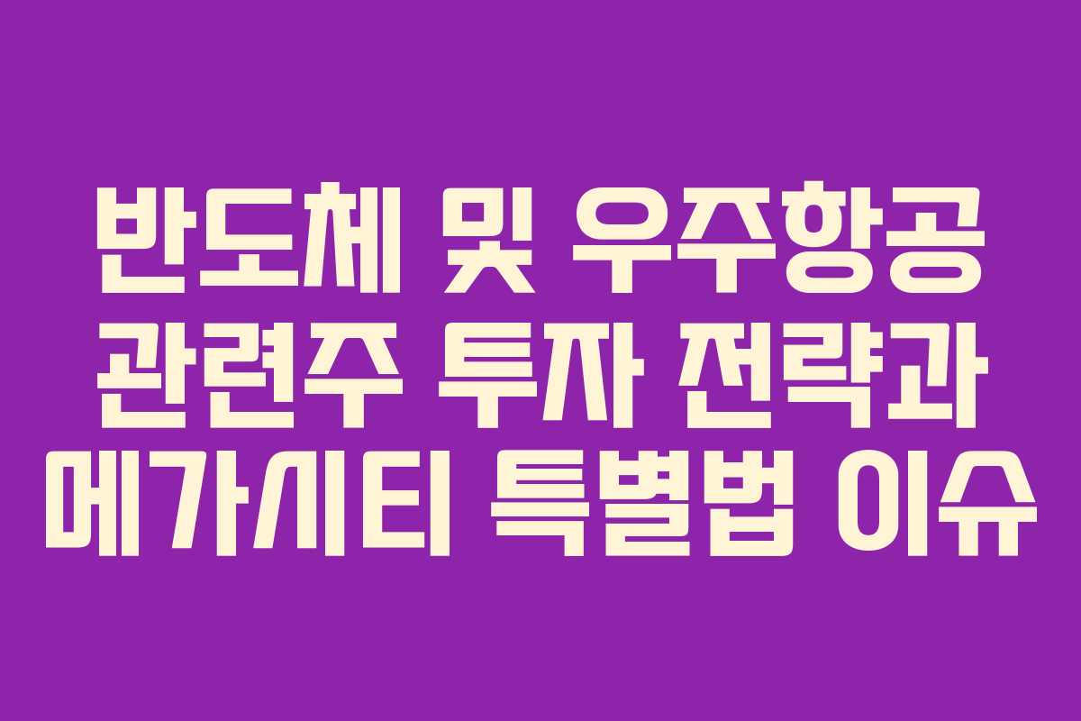 반도체 및 우주항공 관련주 투자 전략과 메가시티 특별법 이슈