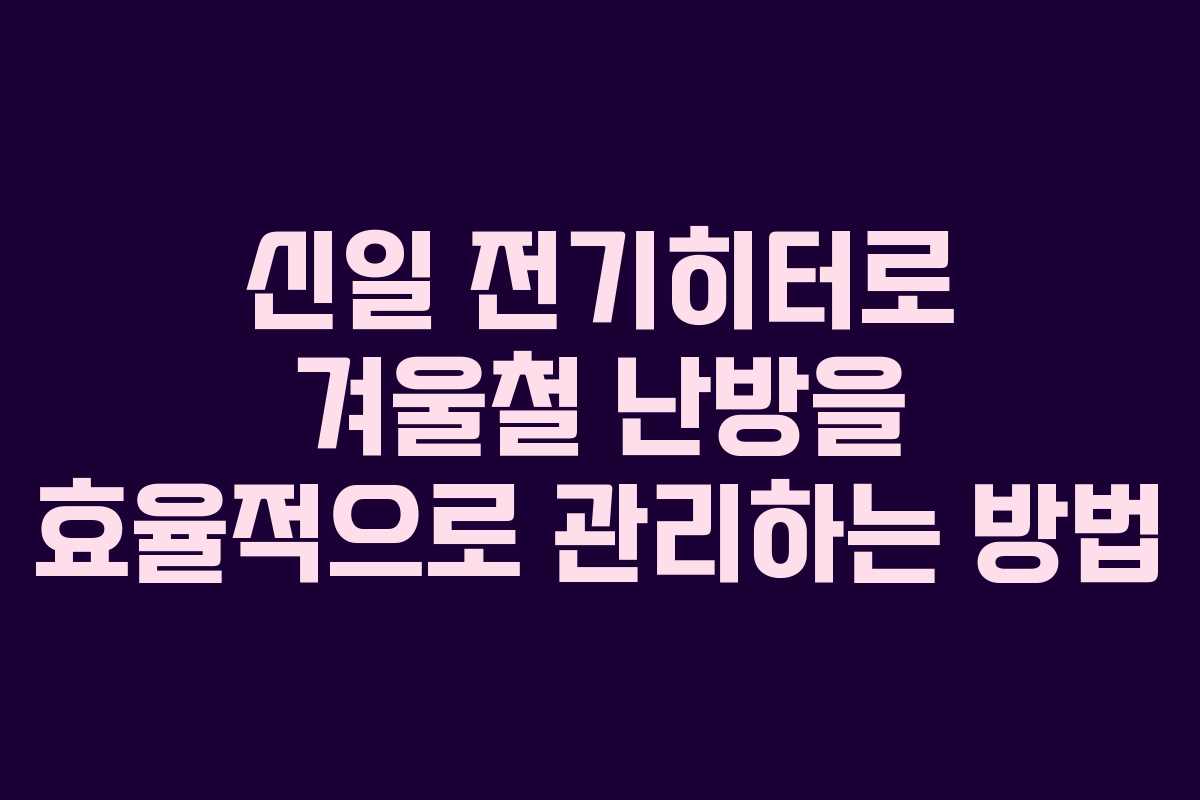 신일 전기히터로 겨울철 난방을 효율적으로 관리하는 방법