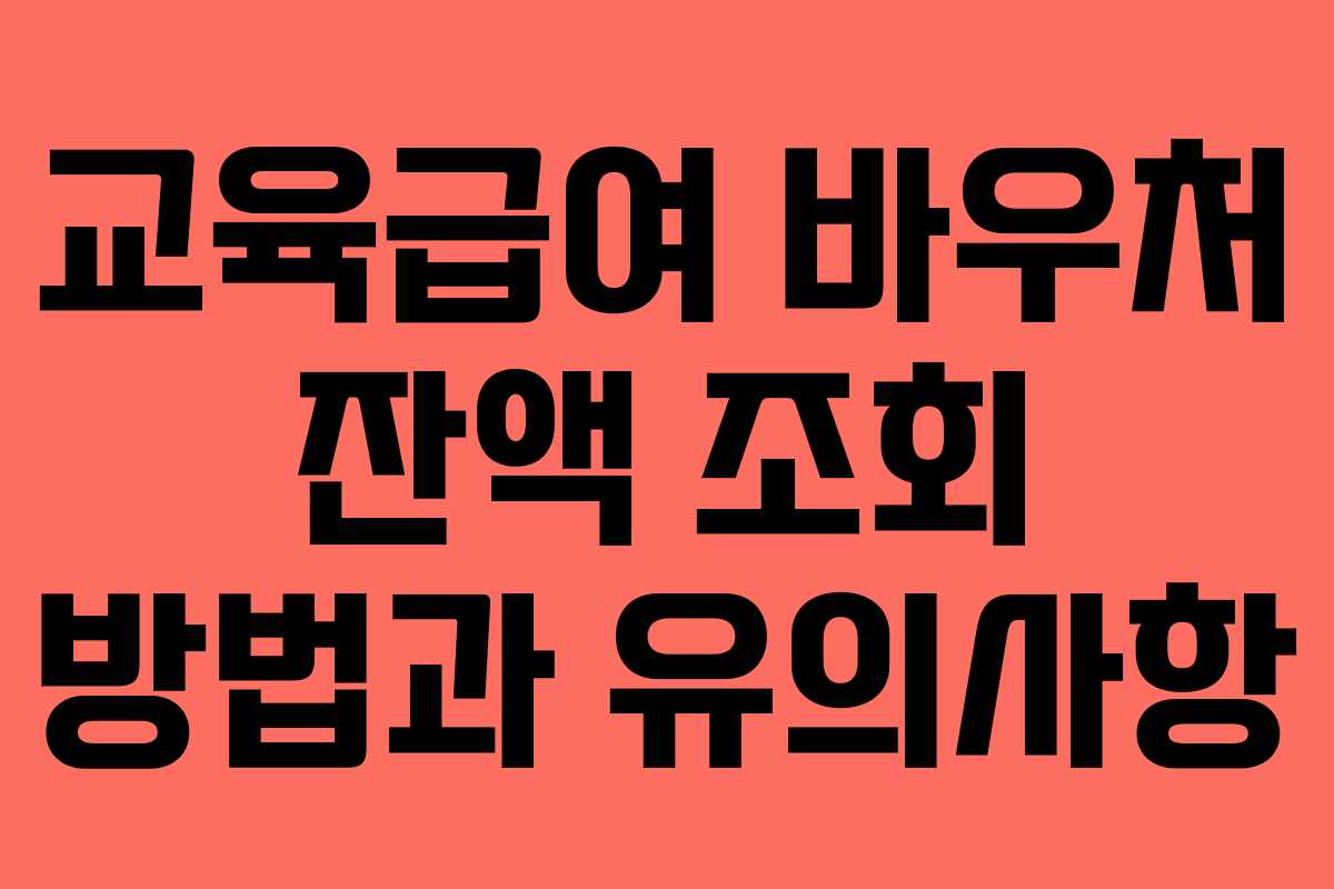교육급여 바우처 잔액 조회 방법과 유의사항