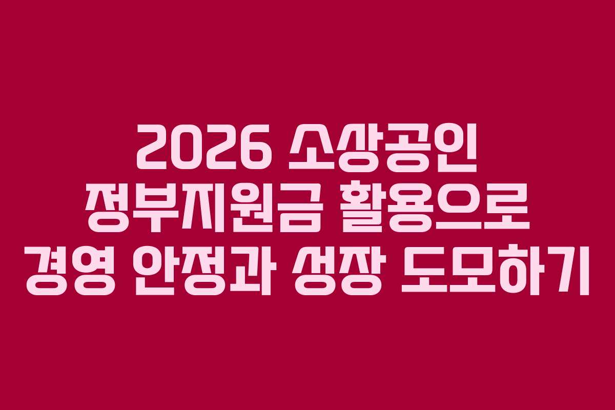 2026 소상공인 정부지원금 활용으로 경영 안정과 성장 도모하기