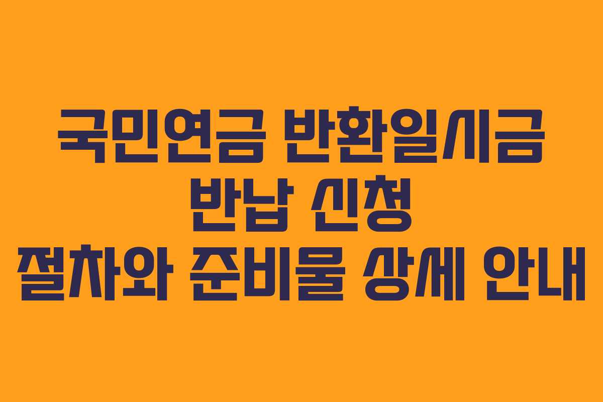 국민연금 반환일시금 반납 신청 절차와 준비물 상세 안내