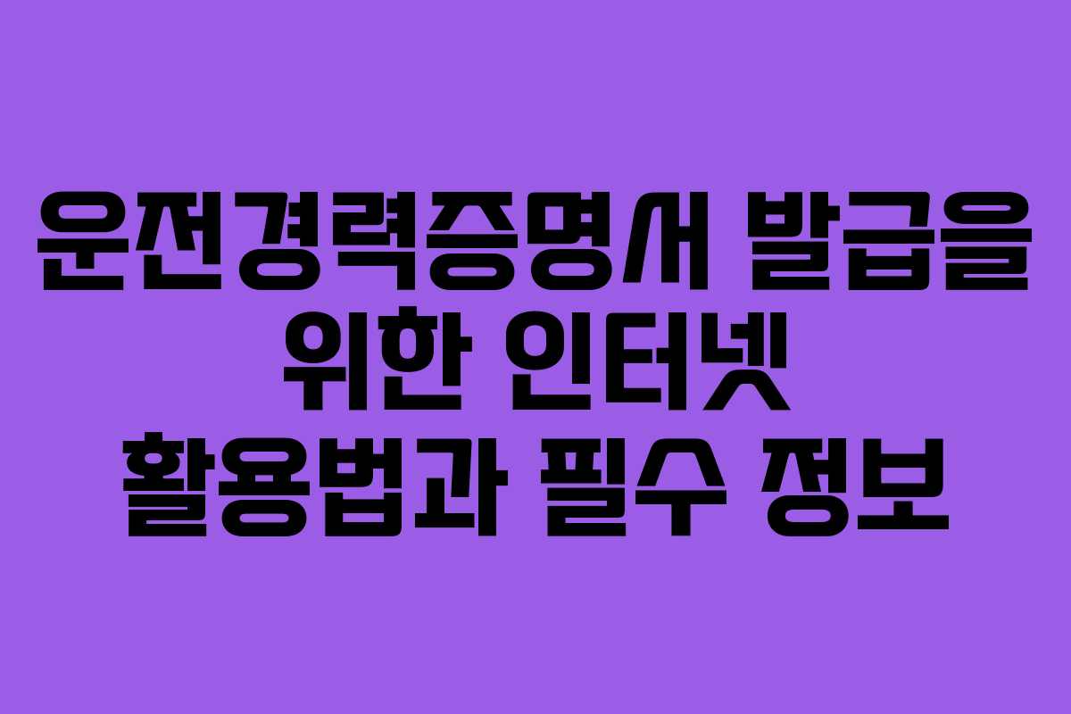 운전경력증명서 발급을 위한 인터넷 활용법과 필수 정보