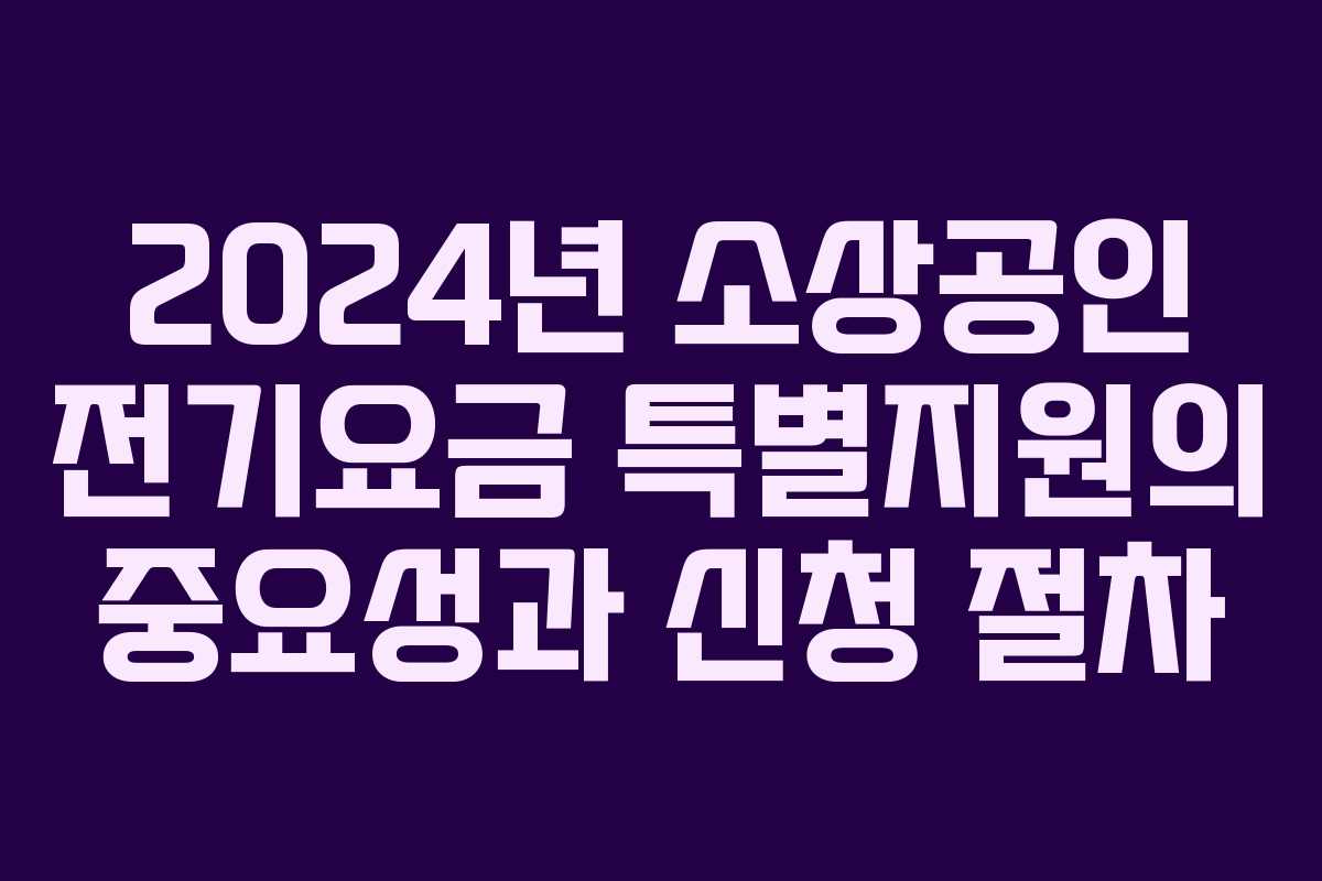 2024년 소상공인 전기요금 특별지원의 중요성과 신청 절차