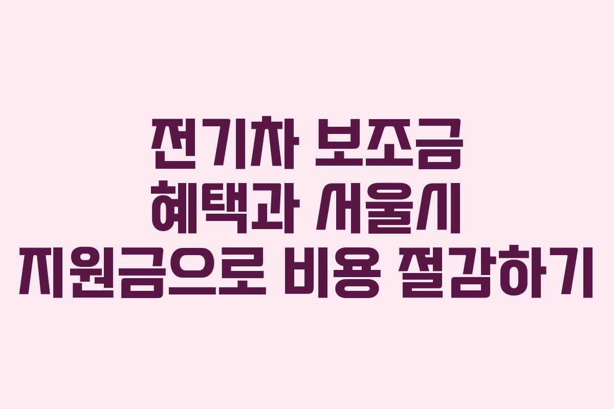 전기차 보조금 혜택과 서울시 지원금으로 비용 절감하기
