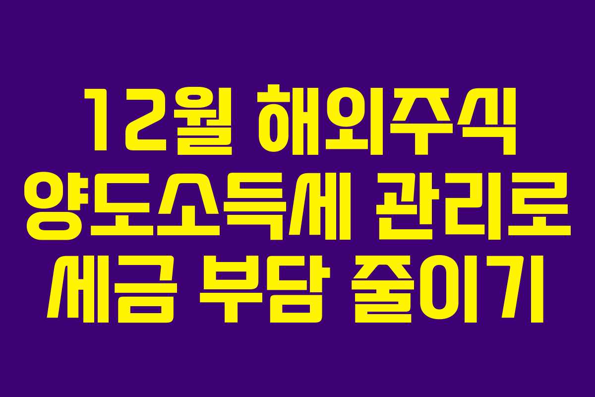 12월 해외주식 양도소득세 관리로 세금 부담 줄이기