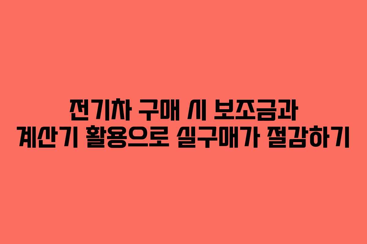 전기차 구매 시 보조금과 계산기 활용으로 실구매가 절감하기
