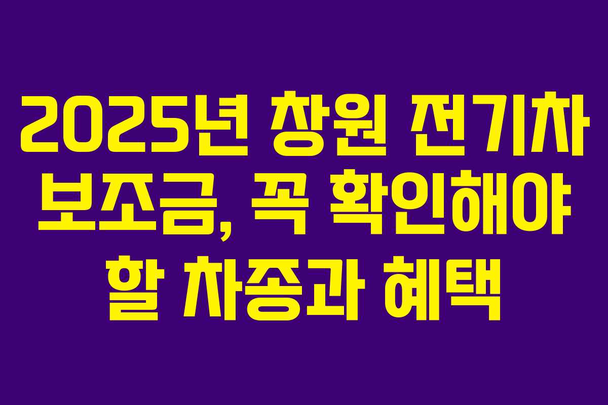 2025년 창원 전기차 보조금, 꼭 확인해야 할 차종과 혜택
